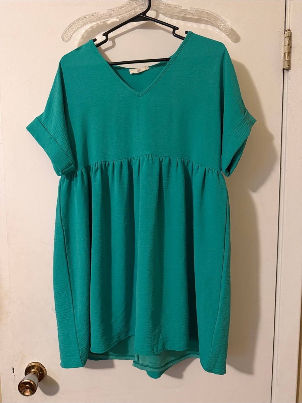 entro Teal V-Neck Babydoll Dress